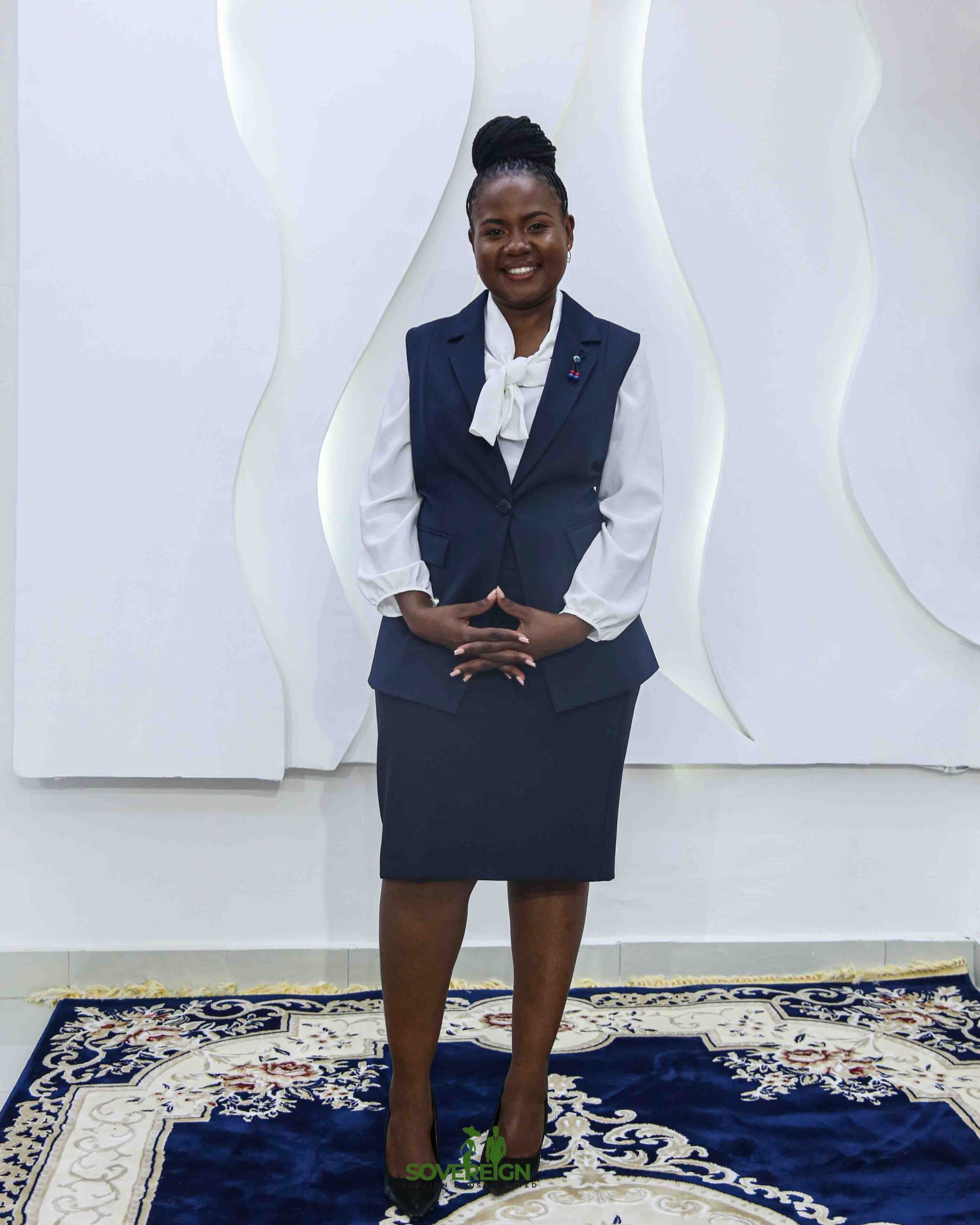 Half Coat Skirt Suit- Red & Blue Bronch