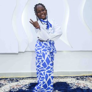 Blue White Trouser with White Top