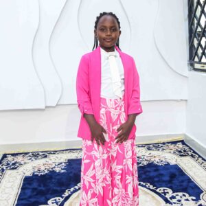 Pink White  Floral Three Piece Trouser Suit