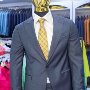 One Button Suit with Zip