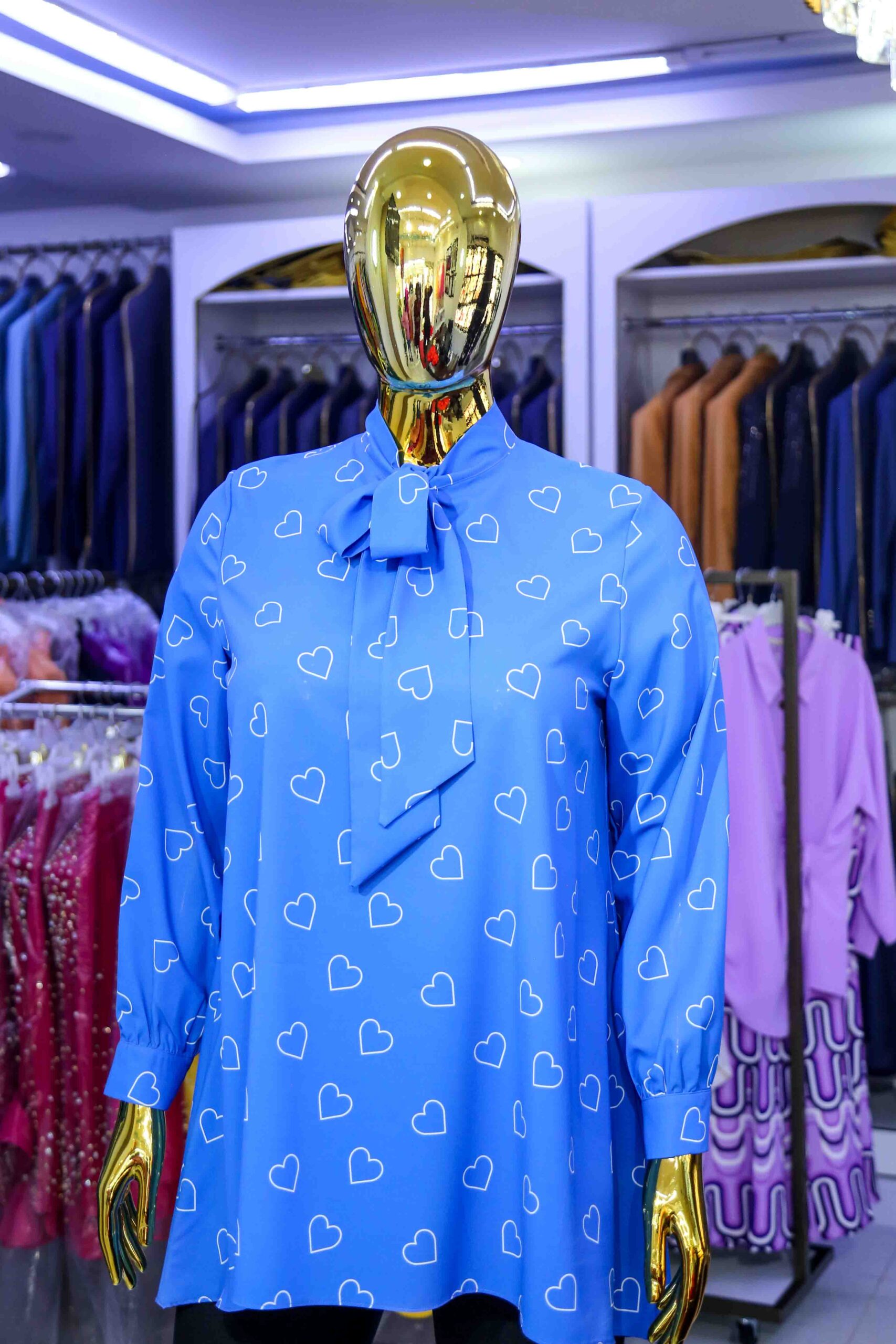 Blouse with love heart print