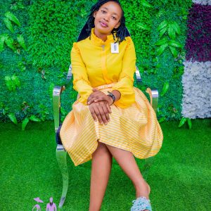 Skirt Suit -  Mustard White Stripped